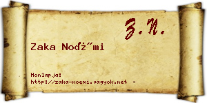 Zaka Noémi névjegykártya